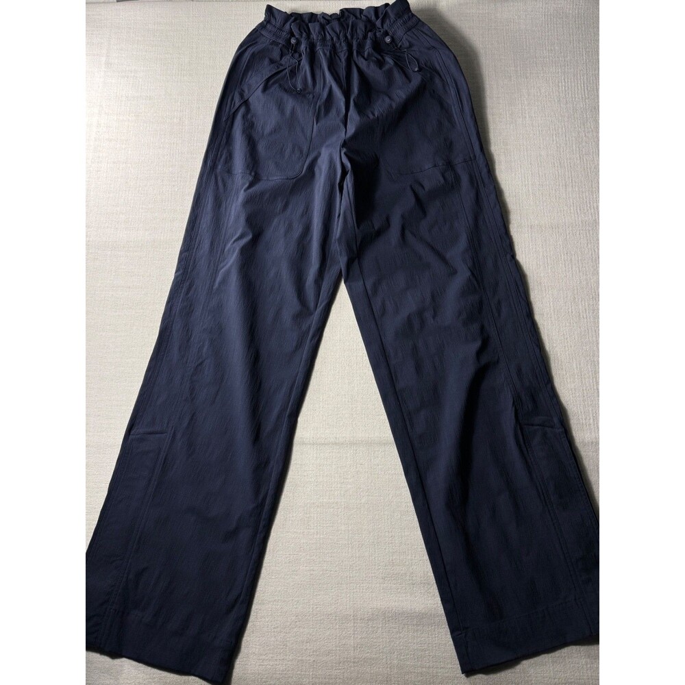 Athleta Women’s Trekkie High Rise Wide Leg Parachute Pants Navy MT Travel Casual